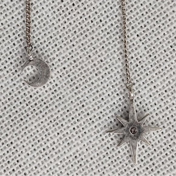 AllSaints Earrings Star Moon Threader earrings dangle Silver Celestial - Picture 6 of 11